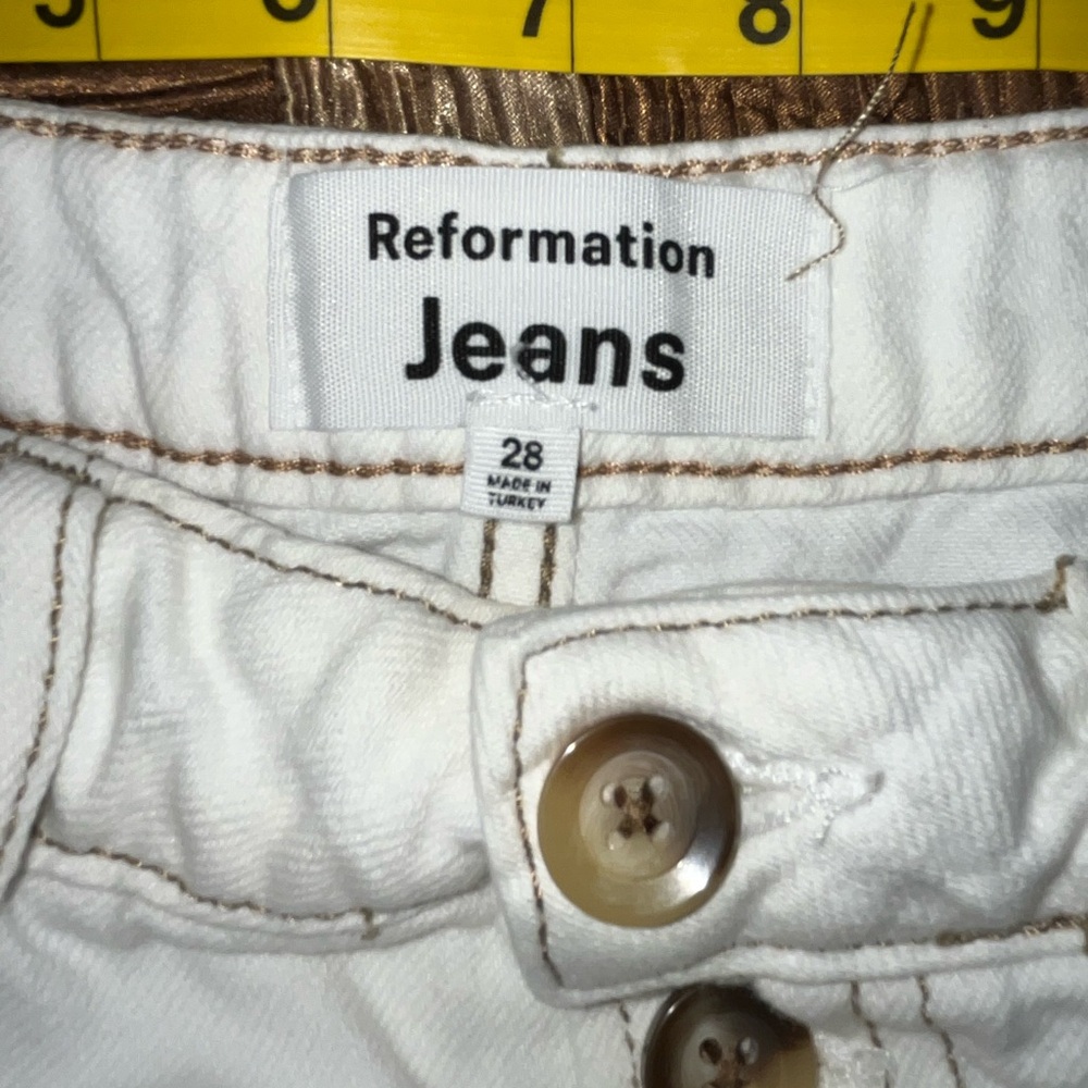 Reformation Women's White Straight Leg Pants - Picture 6 of 8